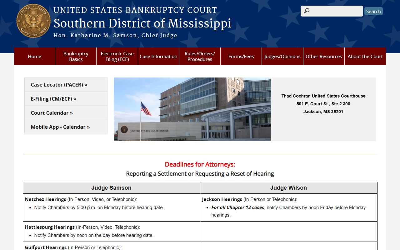 U.S. Bankruptcy Court Southern District of Mississippi, a federal source apart from Sharkey County arrest records