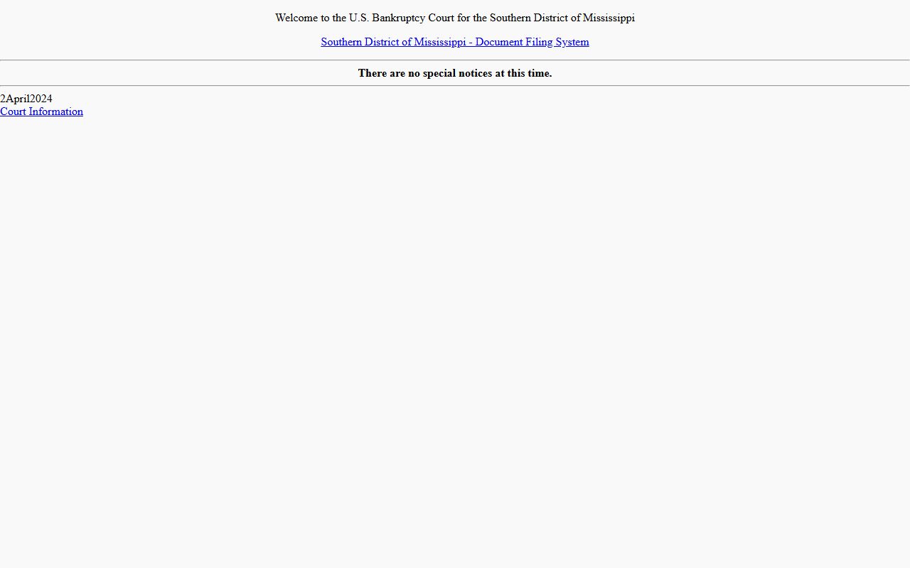 Federal CM/ECF e-filing portal, separate from Sharkey County arrest and charge records