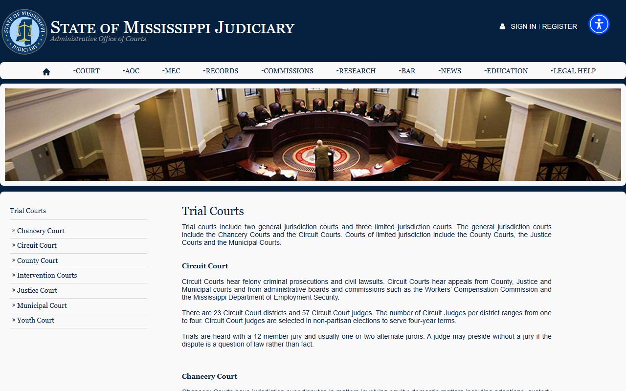 Sharkey County court records and the Mississippi trial courts overview