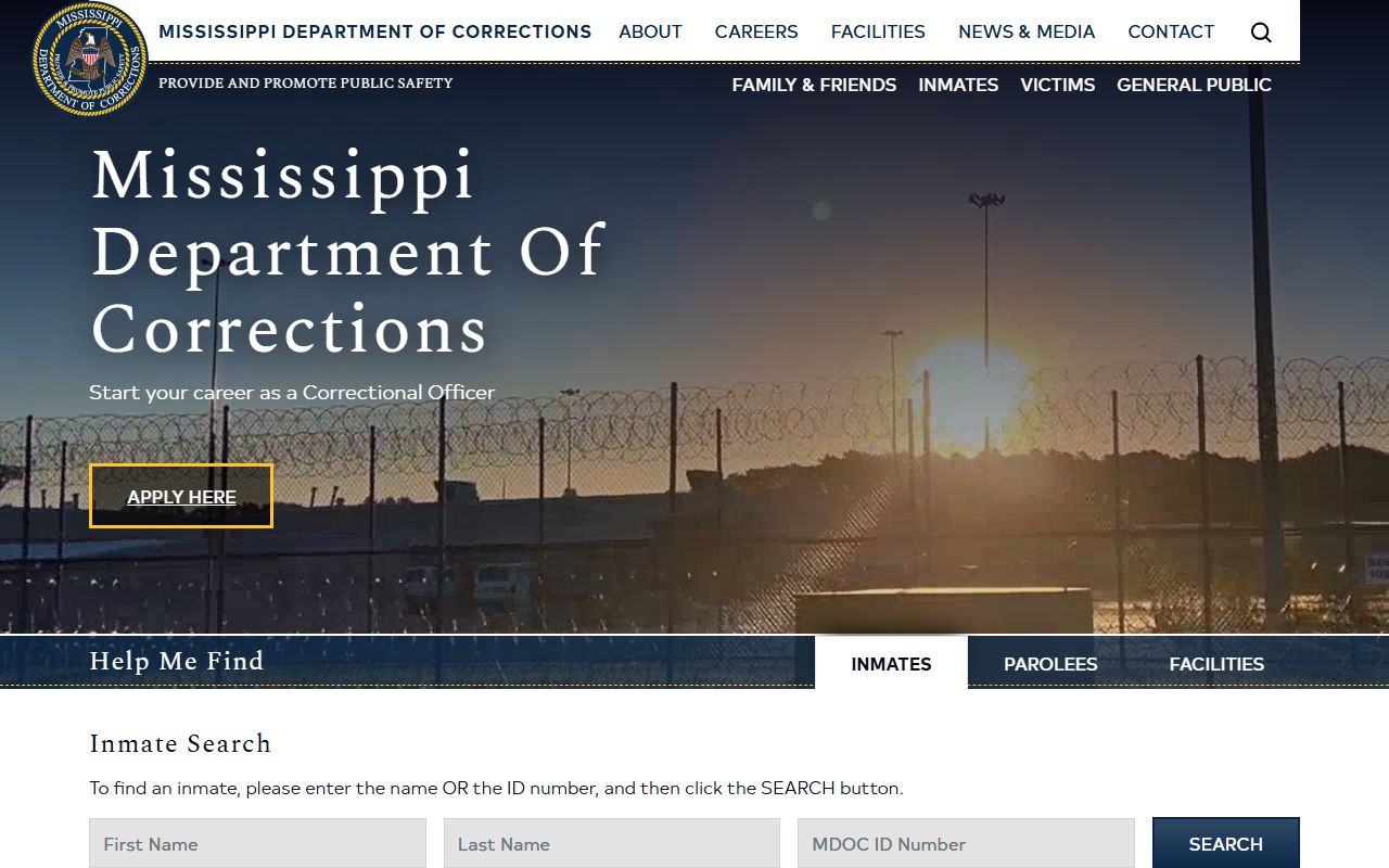 Sharkey County inmate records context from the Mississippi Department of Corrections website